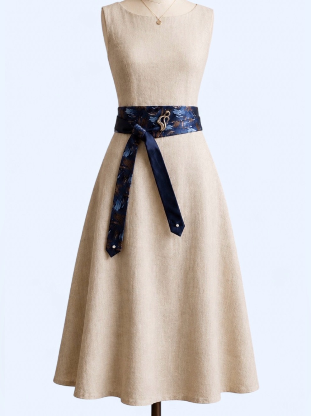 Re-styled Silk Necktie Belt, hidden pocket, swan pin, empowered, Art Deco, Chic